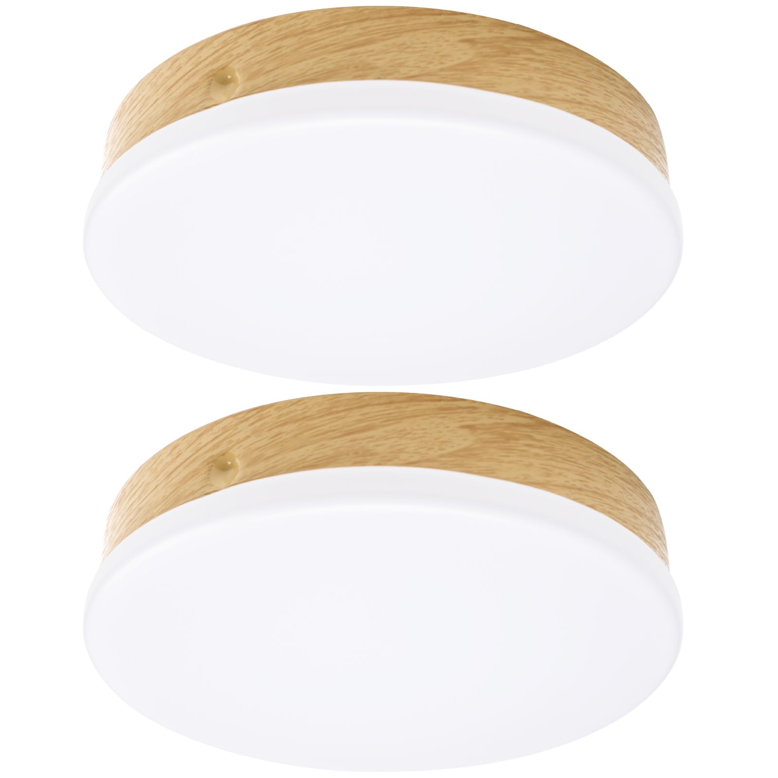 Elekeed 2-Pack Dimmable Led Flush Mount Ceiling Light Fixture 16W, Modern Round Small Ceiling Light Wood Pattern, 6.1    Minimal