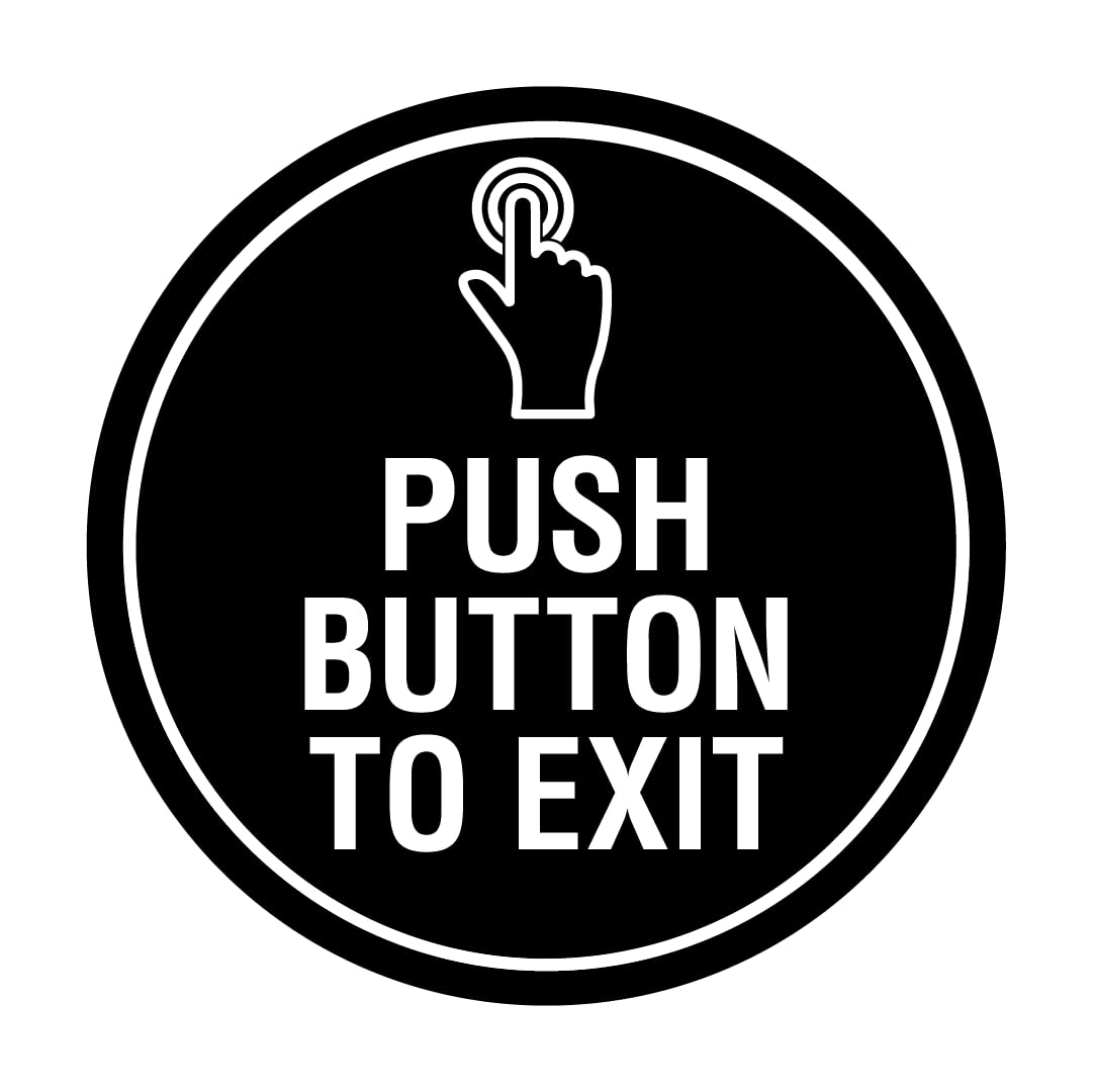 Signs ByLITA Circle Push Button To Exit Sign (Brushed Silver) - Medium