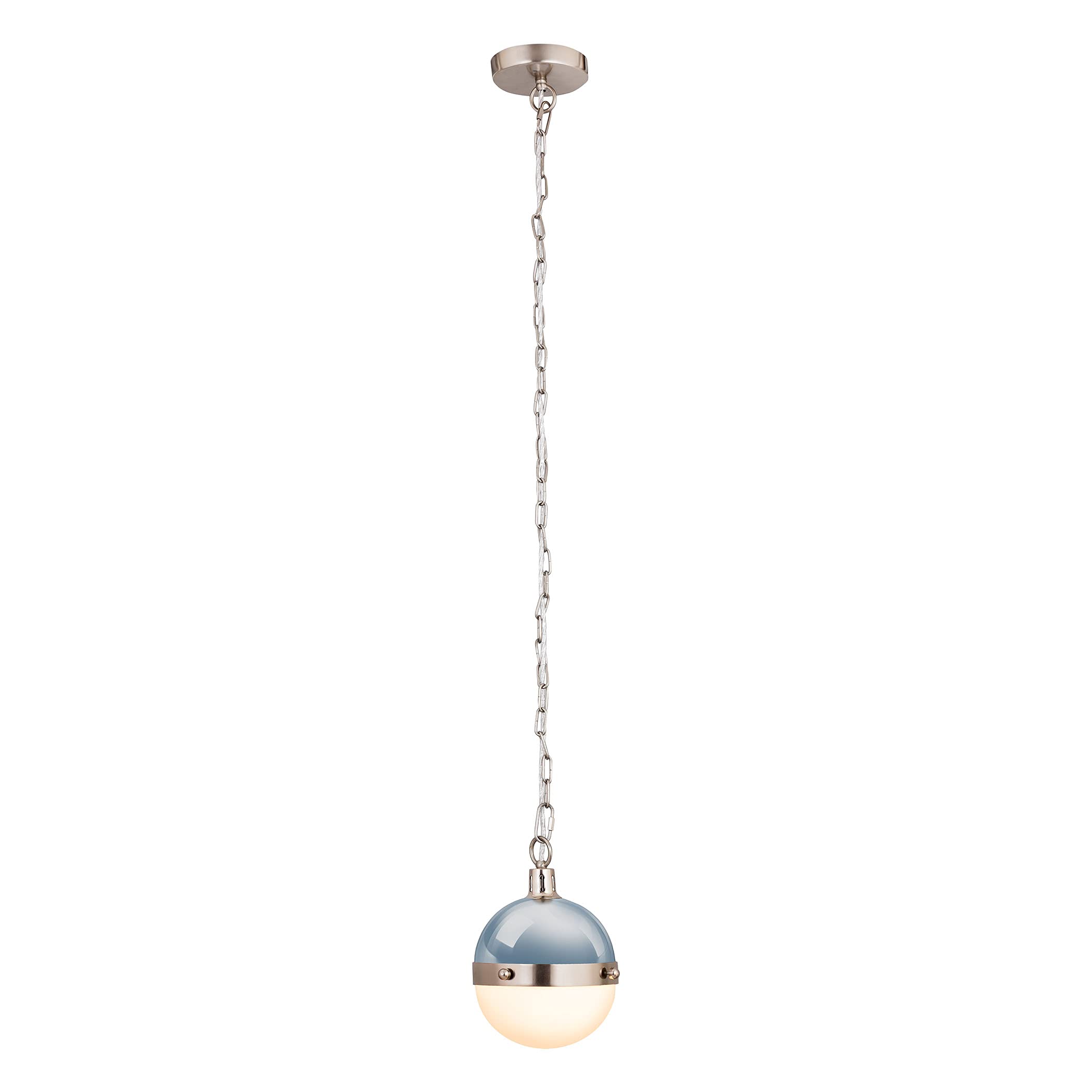 Elk Home Harmelin 1-Light Mini Pendant, Brushed Steel & Pastel Blue, 7W X 7D X 