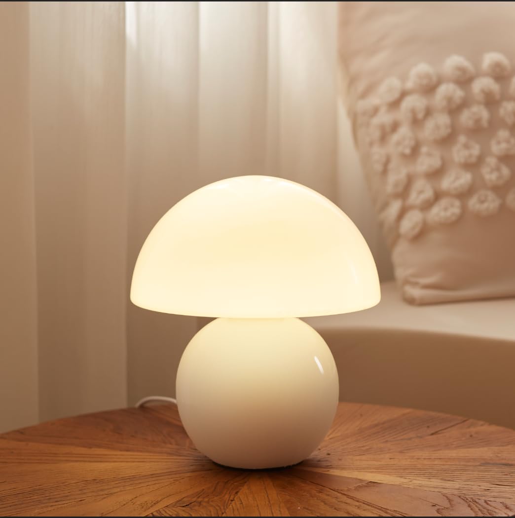 Dawnwake Mushroom Table Lamp for Bedroom, Small Modern White Lamp, DAWN-001, Cute Mini Aesthetic Decor for Living Room Night Stands