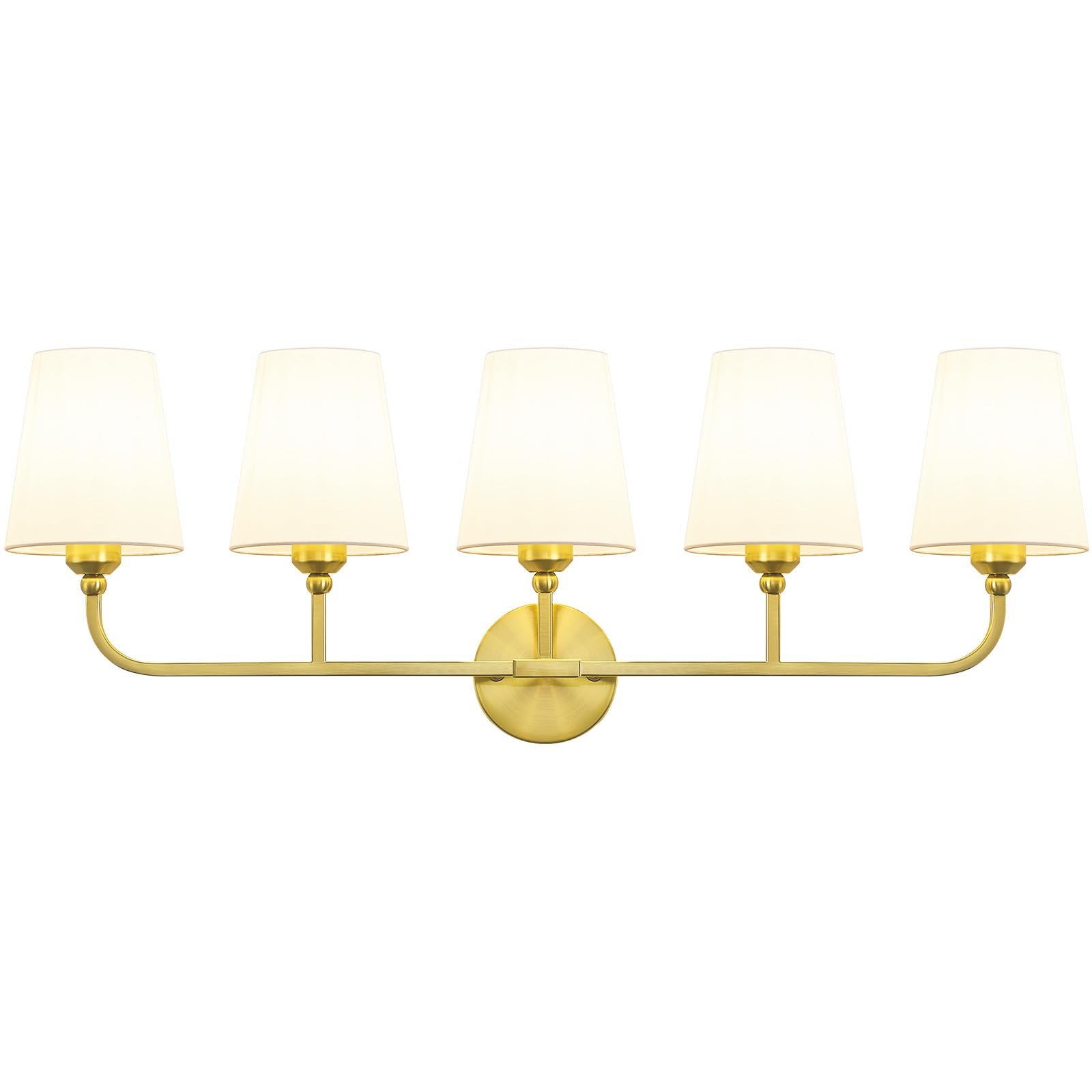 Kvhiiw Bathroom Vanity Light, Brushed Gold Bathroom Light Fixtures, 5-Light Lighting Fixtures Over Mirror, Modern Wall Sconce wi