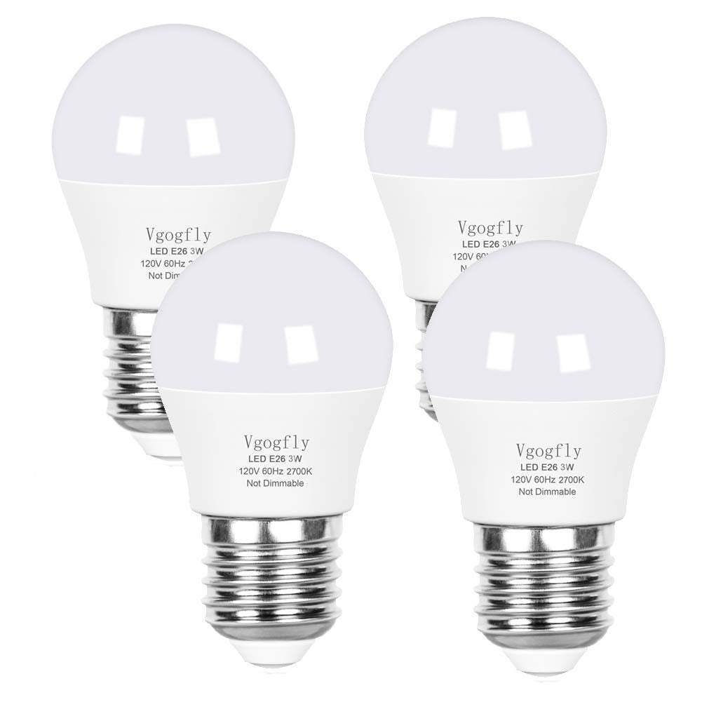 Vgogfly LED Bulb 3W Soft White 2700K Energy Saving E26 Medium Base 4 Pack Model V-25W-WW-4