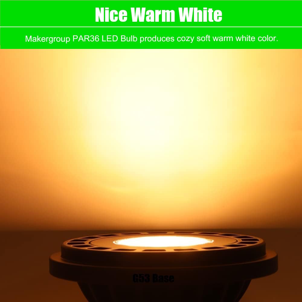 Makergroup Par36 Led Landscape Light Bulb 10W  12V Low Voltage Lighting  Waterproof Spotlight For Outdoor Yard Tree Light  In-Ground Well Light  Warm White 2700K-3000K