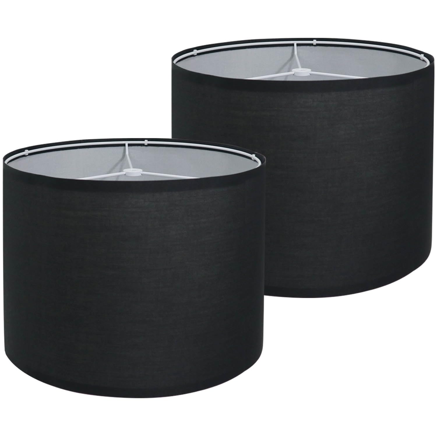 Rumidoph Black Lamp Shades Set of 2, Medium Drum Lamp Shade 13Top x 13Bottom x 10High(Spider), Lampshades Replacement for Table 