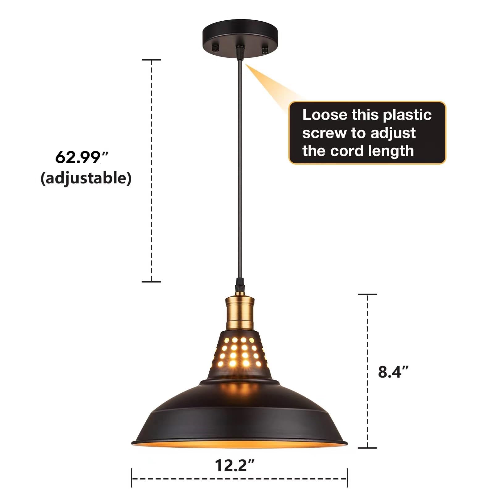 Matte Black Farmhouse Pendant Lights Kitchen Island Lighting, 12 Inch Vintage Oil Rubbed Bronze Industrial Barn Kitchen Pendant Light Fixtures, Hanging Bar Lights, Soft Glow Pendant Light, 2 Pack