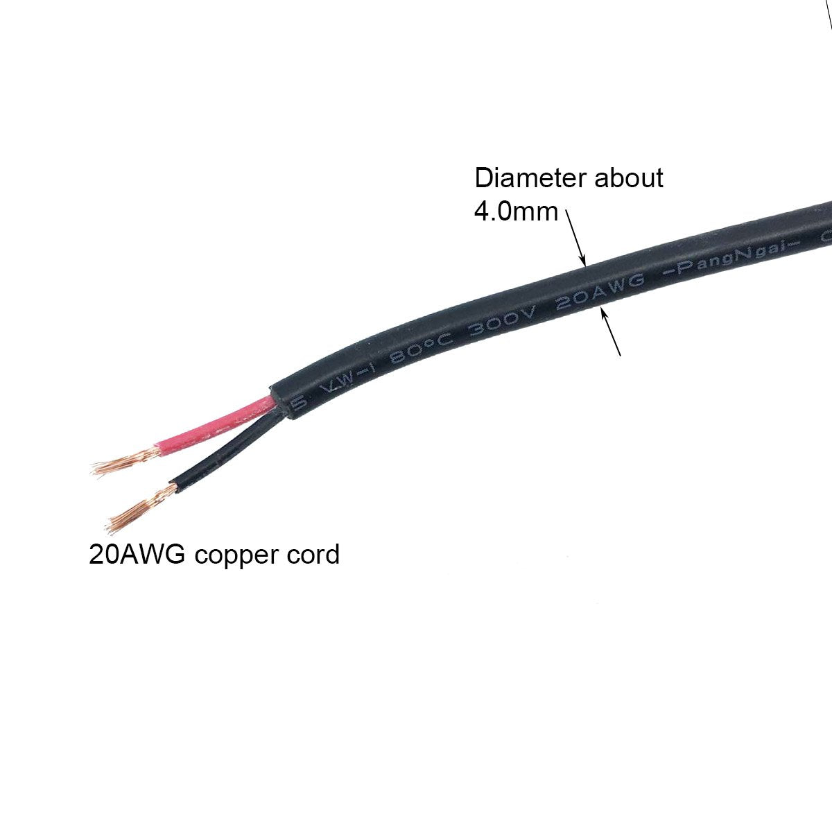 Litever Extension Cable 20 AWG, 3.3 ft, Male to Female, 5.5mm x 2.1mm DC Plugs, Black, Model LL-EC-