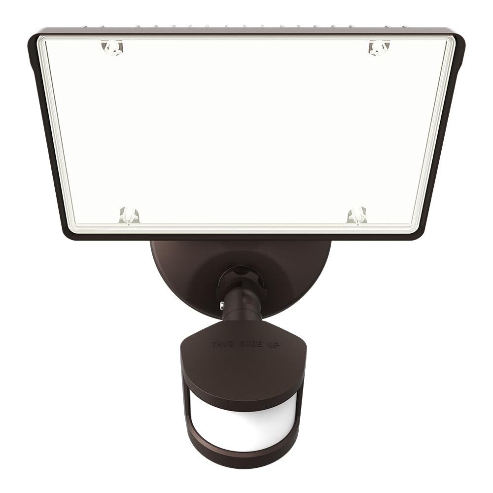 HALO TGS 27-Watt, Bronze, Motion Activated, Outdoor Integrated LED Flood Light with Square Single Head, 4000K, 5000 Lumens