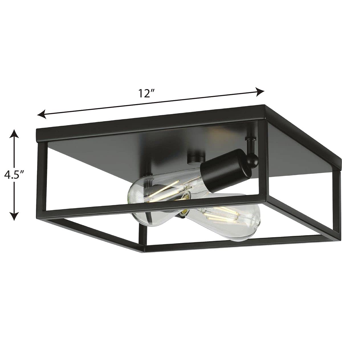 Progress Lighting 2-Light Flush Mount Ceiling Light, Matte Black, Alloy Steel, Model P350200-031, Size 4.50x12.00x12.00
