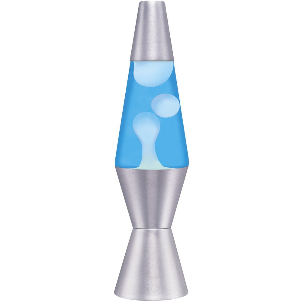 Lava Lite 1953 Silver Base Lamp with White Wax in Blue Liquid, 11.5, White Wax/Blue Liquid/Silver Base