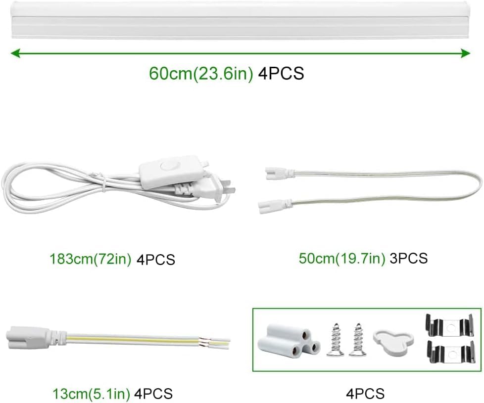 Lightingwill Led T5 Integrated Fixture 4Ft, Natural White 4000K, 20W, Linkable Shop Light, Ceiling And Under Cabinet Light, Cord