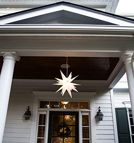 Elf Logic Large 18    Easy Assembly Warm White LED Moravian Star - Hanging Outdoor Christmas Light - Use as Holiday Decoration,