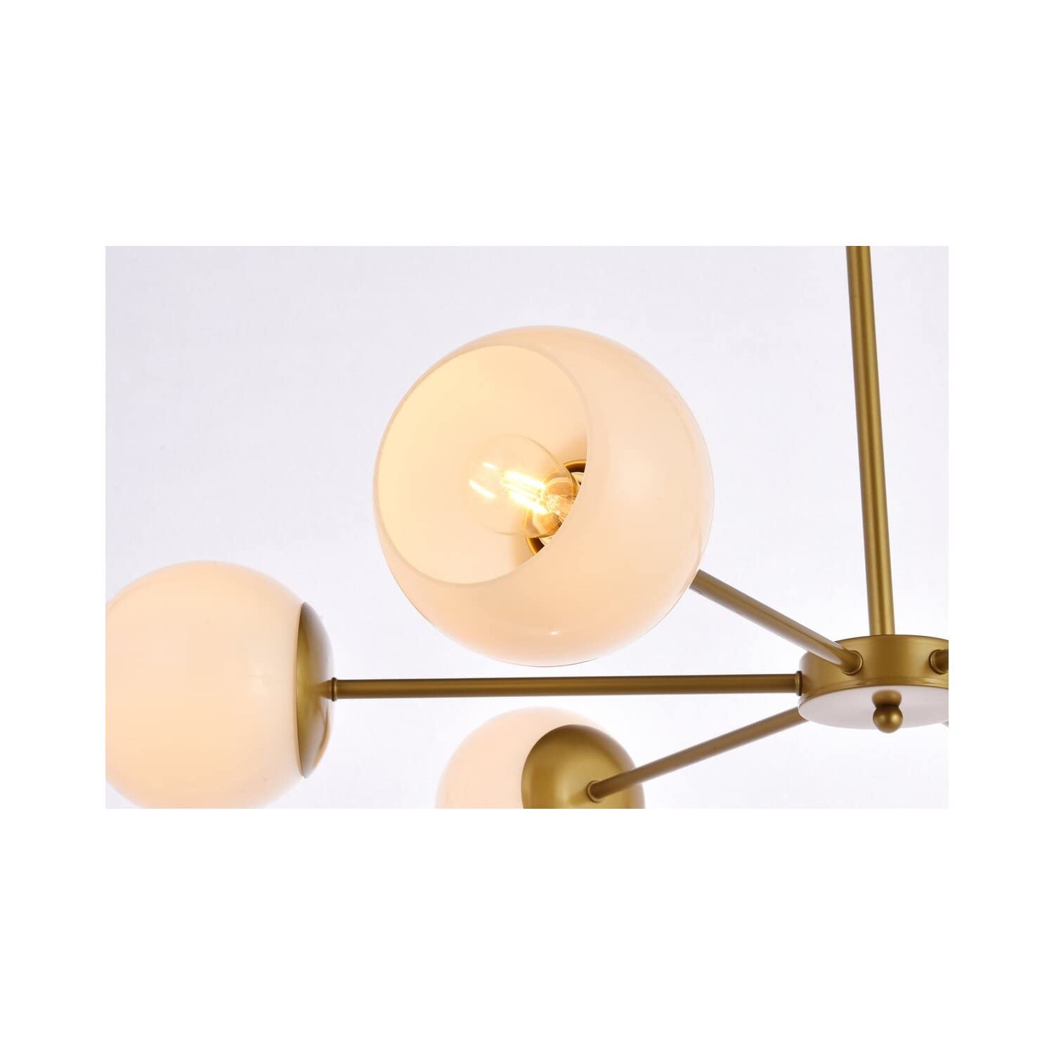 Living District Briggs 6-Light Mid-Century Metal Pendant in Brass/White