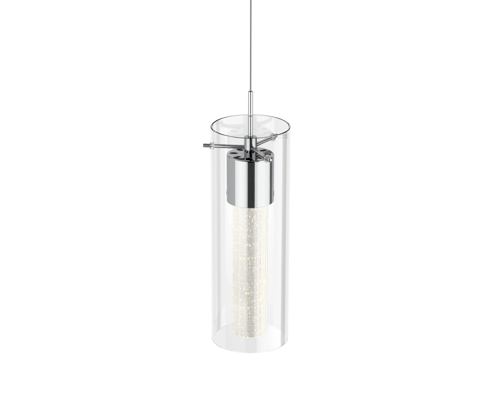 Tawson 1-Light Pendant Ceiling Light Fixture, Integrated Led, Silver Bubble Glass, Model 12710, Ideal For Kitchen, Hallway, Dining Room