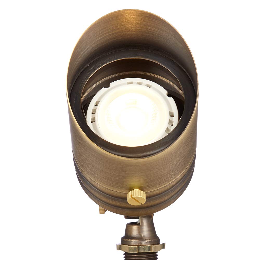 Volt Fat Boy 12V Brass Outdoor Spotlight (Bronze) With 5W 2700K Mr16 Led Bulb For Low Voltage Landscape Lighting