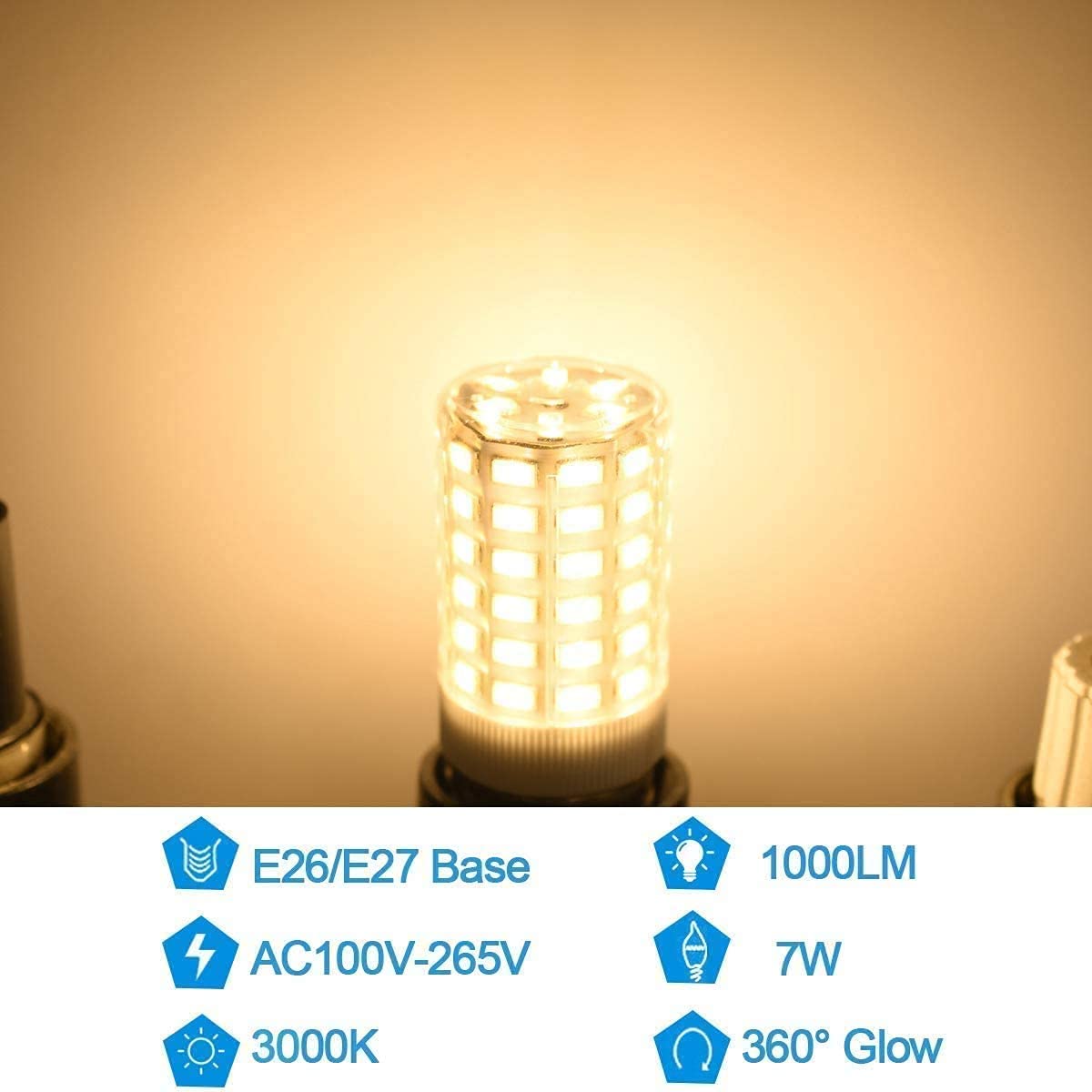BROLSKUN E26 LED Light Bulb 7W (60W-100W Equivalent) Warm White 3000K 1000 Lumen Pack of 2