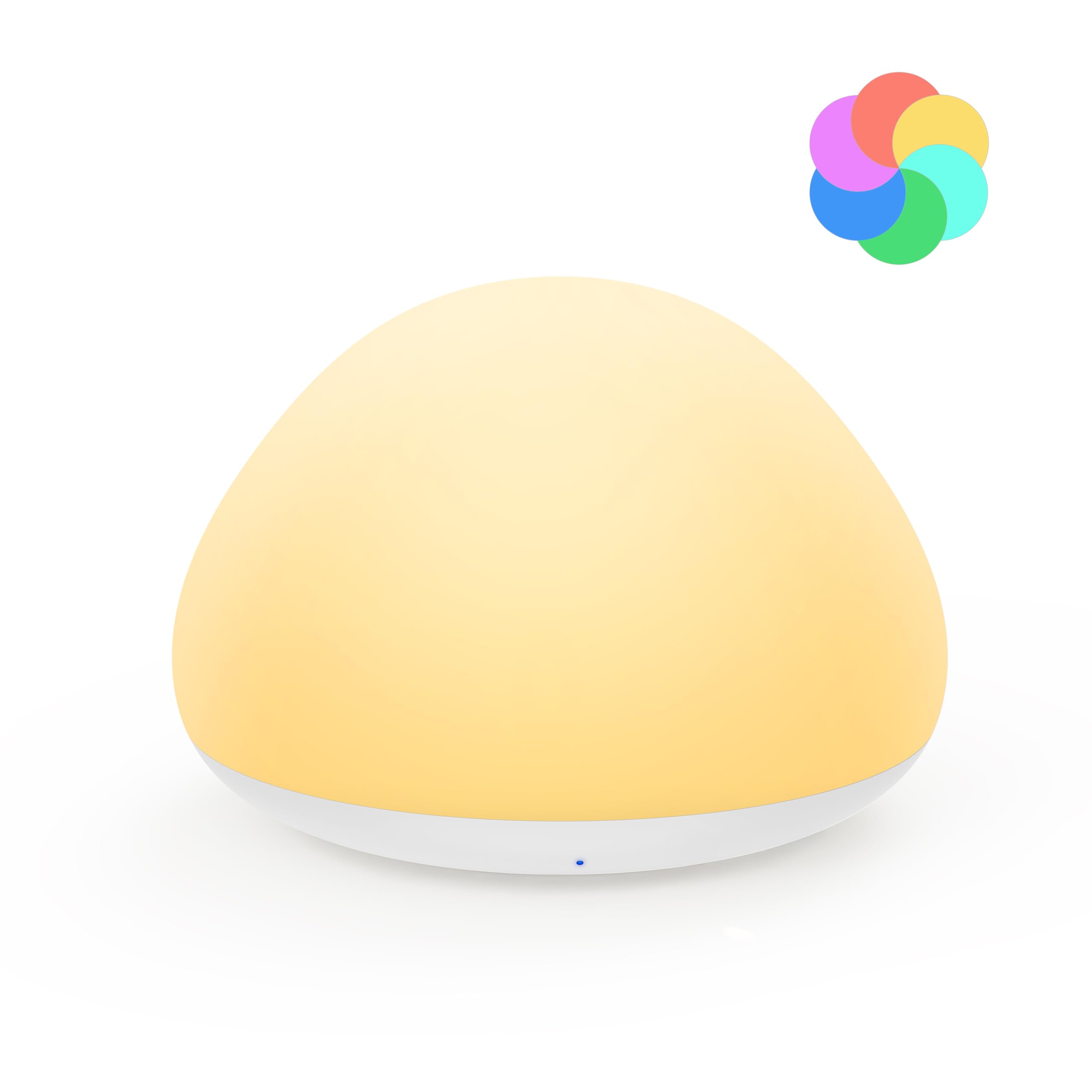 JolyWell Baby Night Light for Nursery, Soft Silicone Tap Control Night Lamp with 8 Color Changing, Stepless Dimming, Rechargeabl