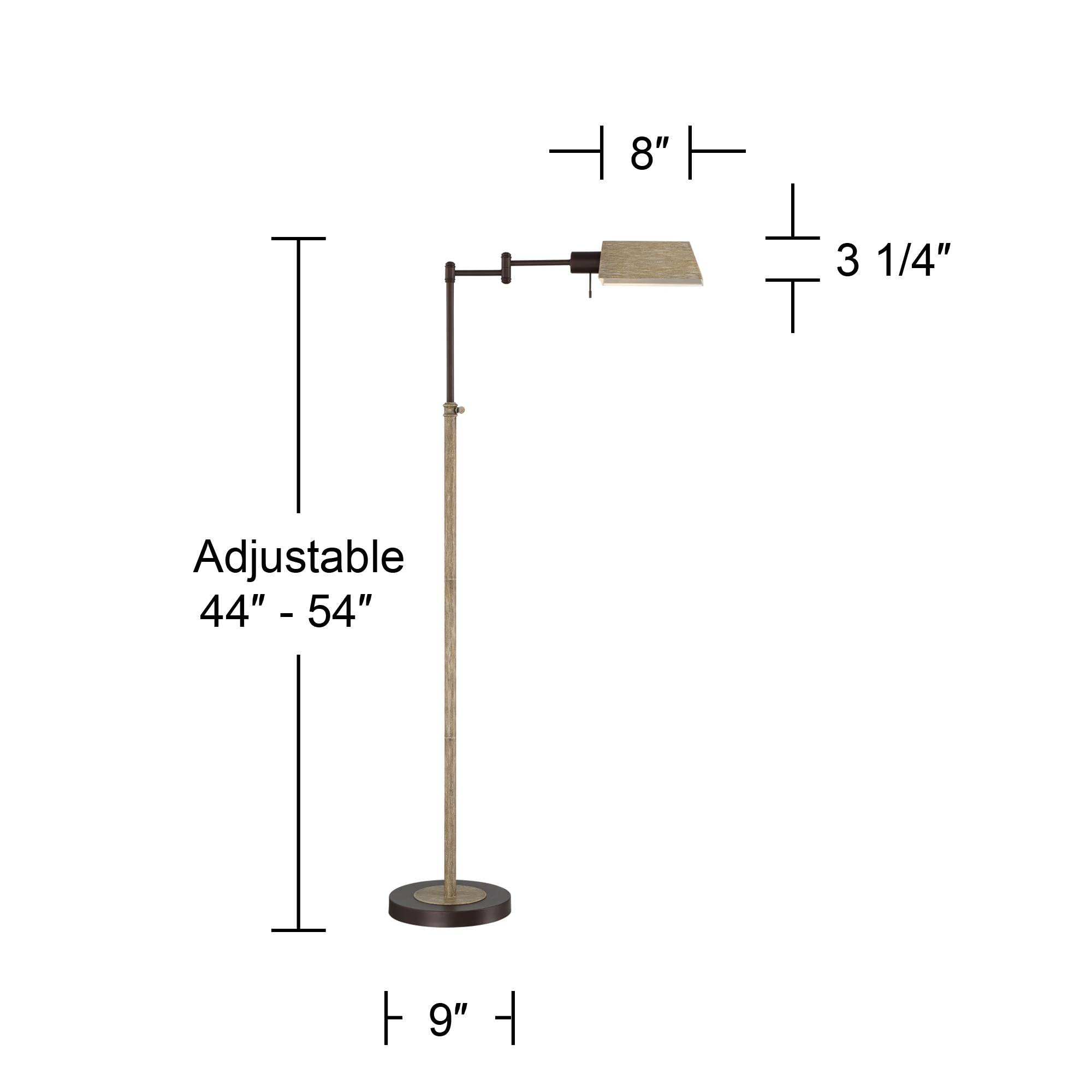 Regency Hill Jenson Rustic Farmhouse Industrial Swing Arm Pharmacy Floor Lamp Standing 54'' Tall Bronze Faux Wood Adjustable Hei
