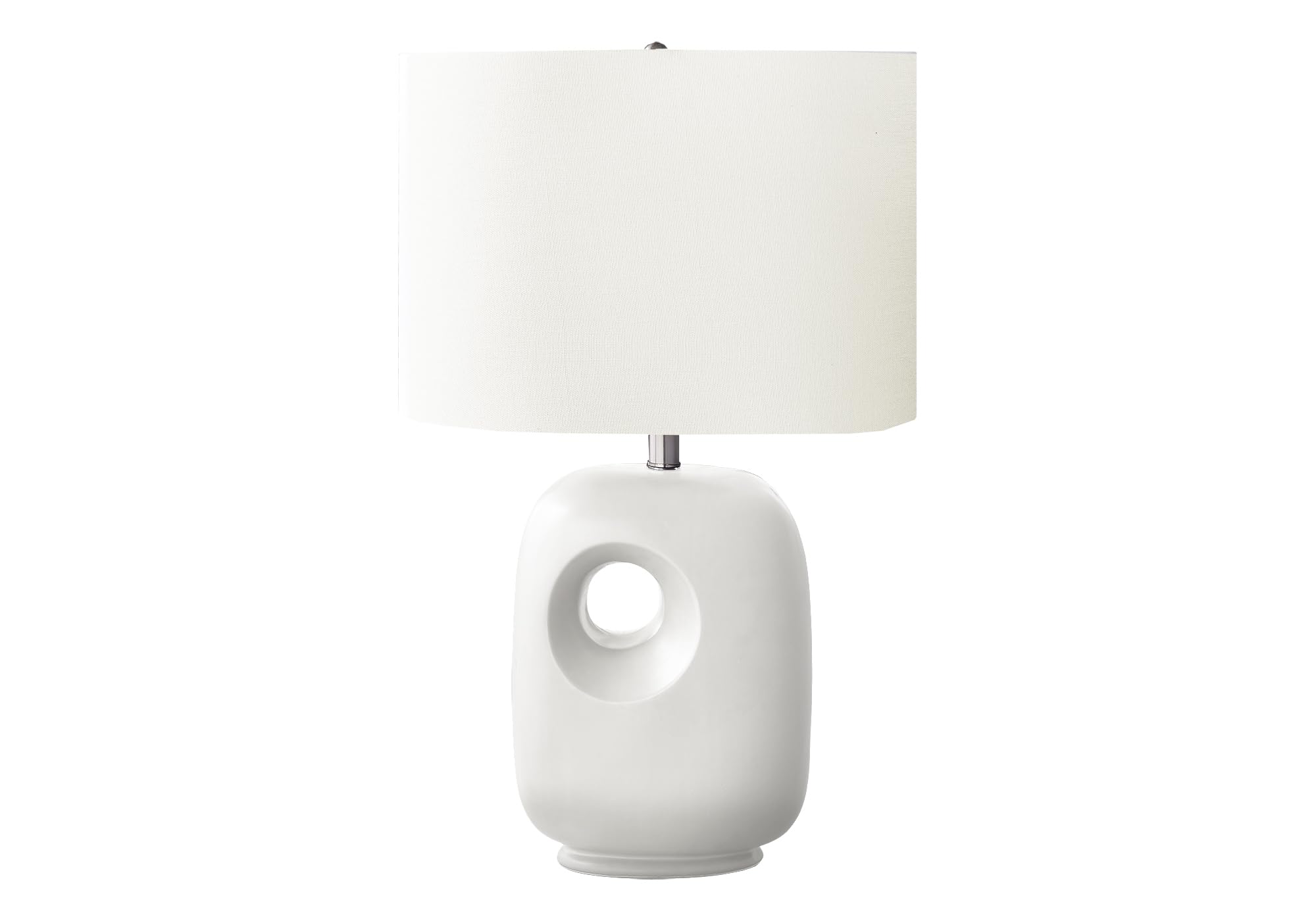 Monarch Specialties I 9679 Table Lamp, 26in H, White Ceramic, Ivory/Cream Shade, Contemporary Design