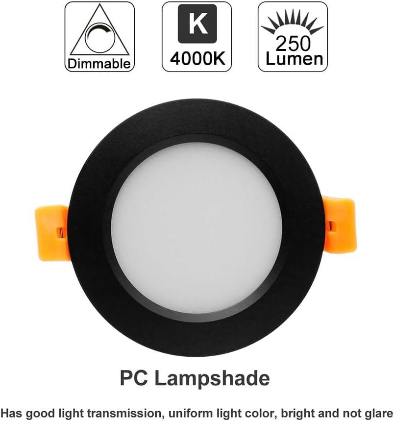 YGS-Tech 2 Inch Dimmable LED Recessed Lighting, 3W (35W Halogen Equivalent), 4000K Natural White, 24 Pack, Plastic