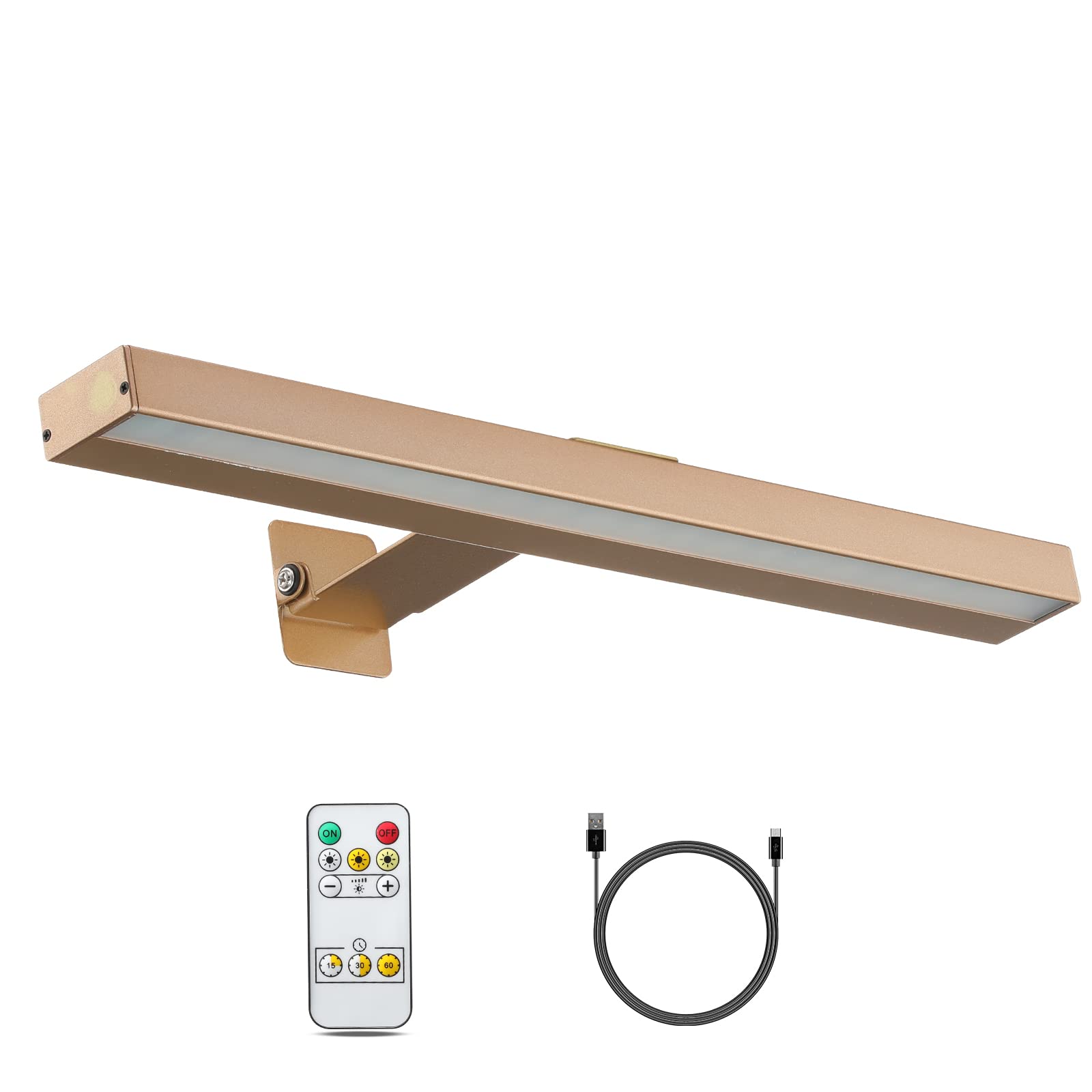 VIGMOJ Wireless LED Picture Light with Remote,16in Metal Rechargeable Art Light Display Lamp,Dimmable and Timer Picture Lights f