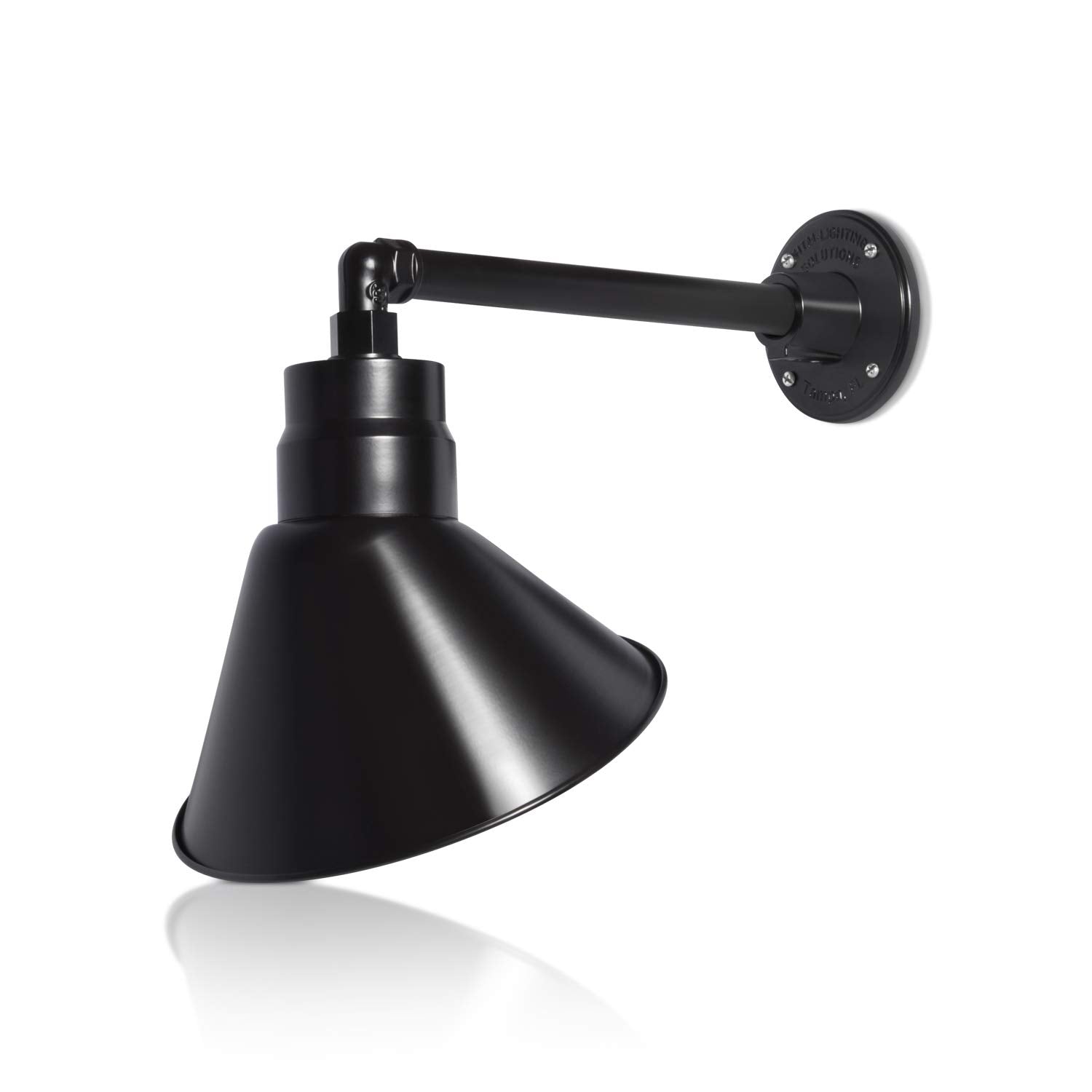 10in. Satin Black Angle Shade Gooseneck Sign Light Fixture with 13in. Long Extension Arm - Wall Sconce Farmhouse, Vintage, Antiq