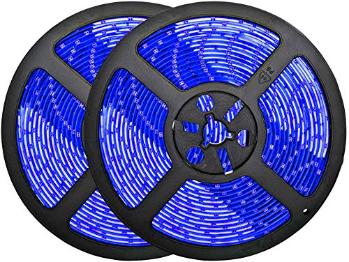32.8Ft Blue Led Strip Lights, Waterproof Ip65 Led Strip Smd2835 Dimmable 600Leds 12V Blue Led Strip Cuttable Under Cabinet, Bar,