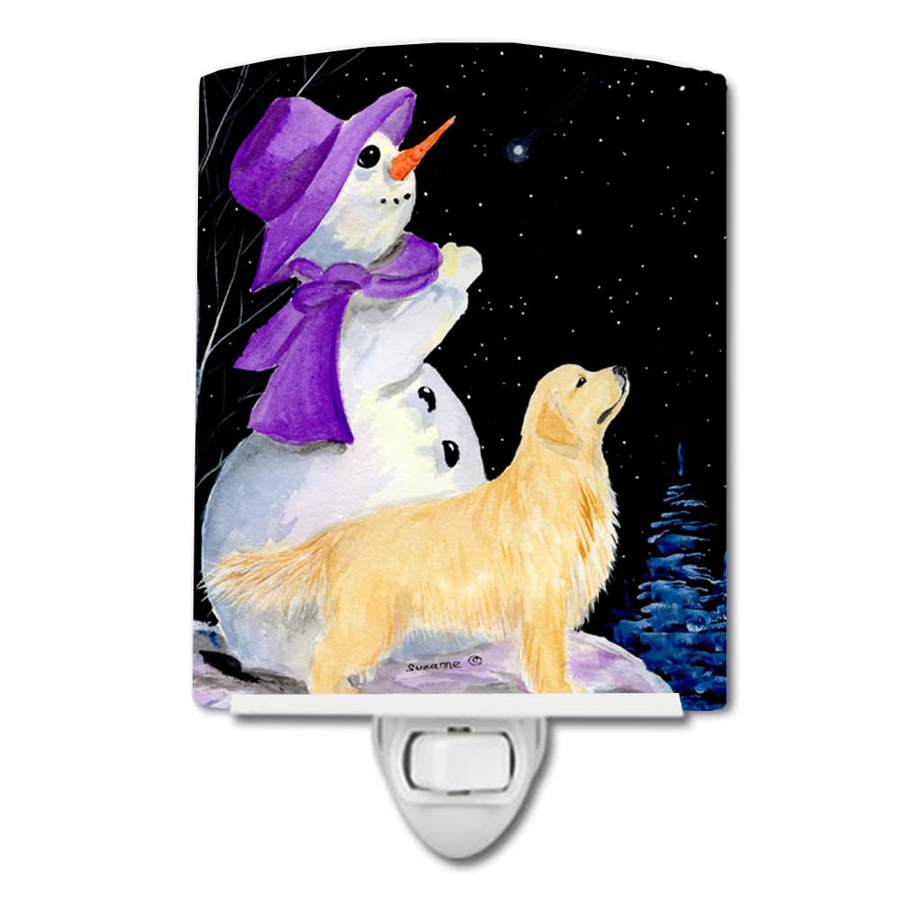 Carolines Treasures Ceramic Night Light, Snowman with Golden Retriever, UL-Certified, 6x4x3 inches, Multicolor, Model SS8950CNL