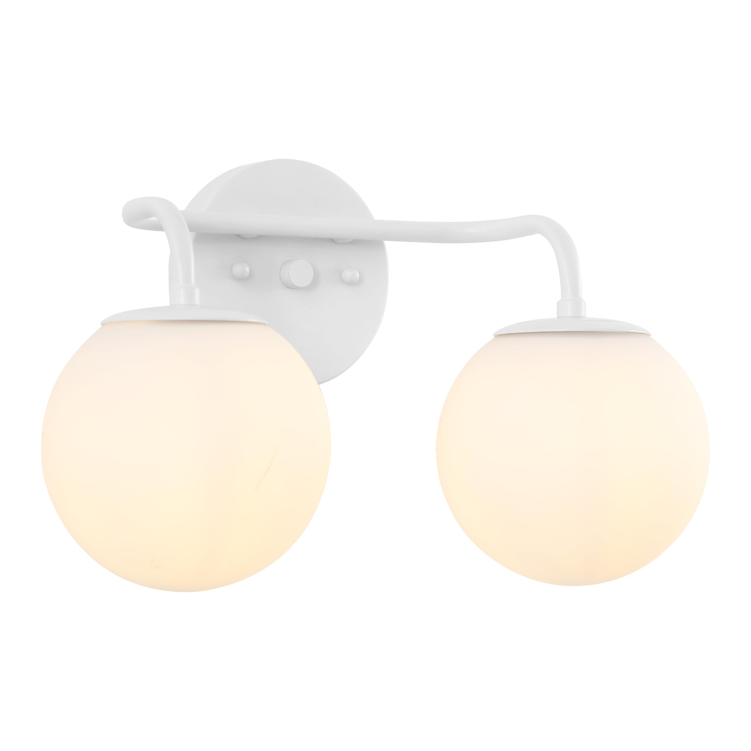 JONATHAN Y 15 White Modern Globe Wall Sconce Vanity Light for Bathroom, White Frosted Glass Shade, Midcentury Parisian Bistro Wa