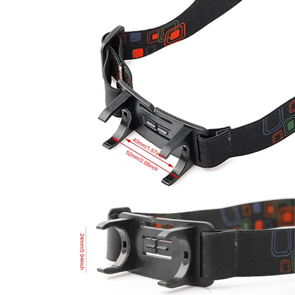 RecDec Headlight Bracket Clip - 3 Pack Replacement for 24mm LED Rechargeable Flashlights, Durable Plastic, Magnetic Base