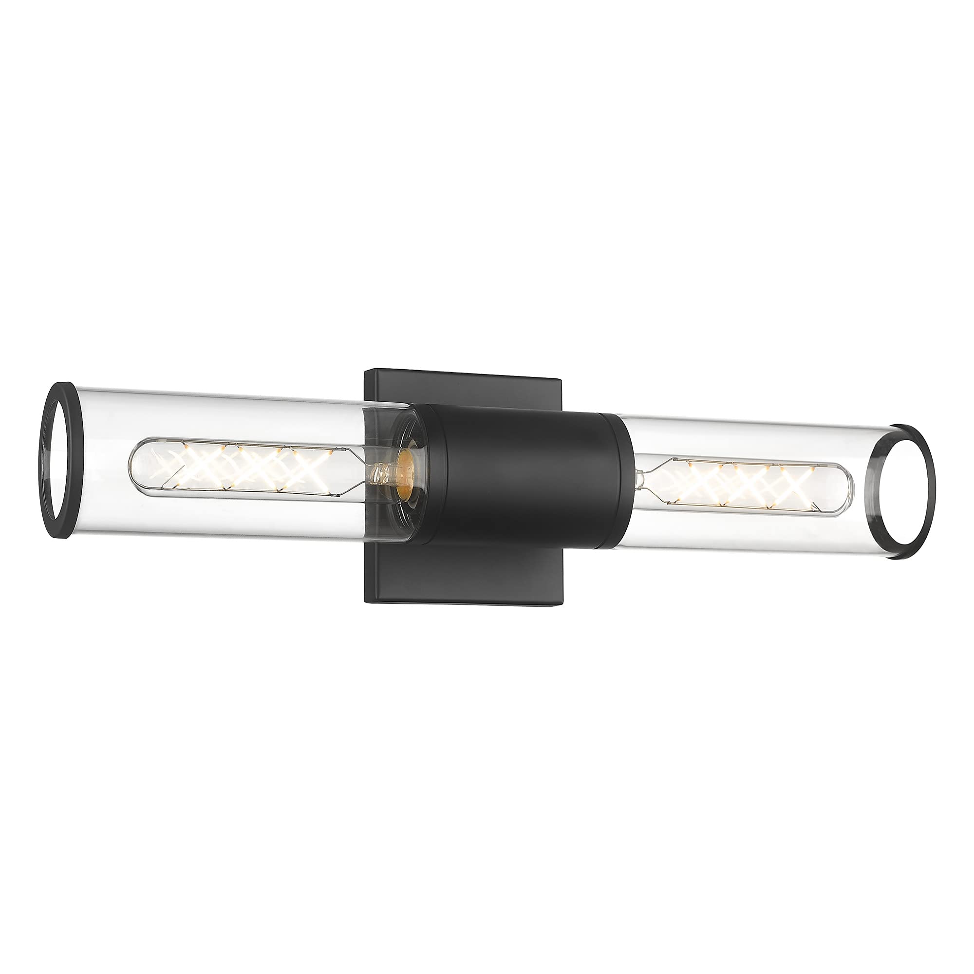 METWET Bathroom Vanity Light Fixtures, Matte Black Wall Lights in Clear Glass Indoor Wall Sconce, Modern Wall Light Up and Down 