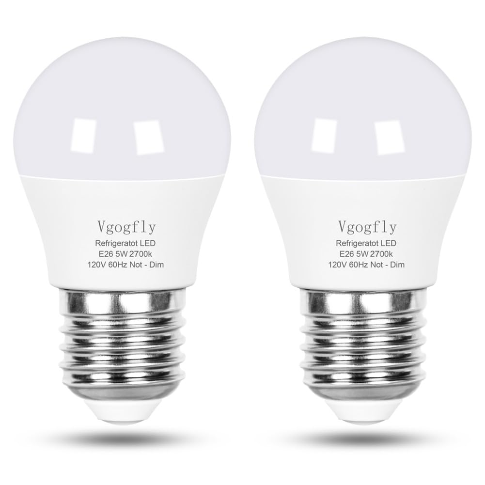 Vgogfly Led Refrigerator Light Bulb 40W Equivalent Appliance Bulb 120V A15 - Waterproof Fridge Freezer Bulbs 5 Watt Warm White 2