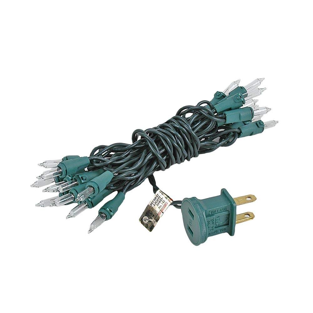 Novelty Lights 20 Light Clear Christmas Craft Mini Light Set, Non-Connectable, Green Wire, 8' Long