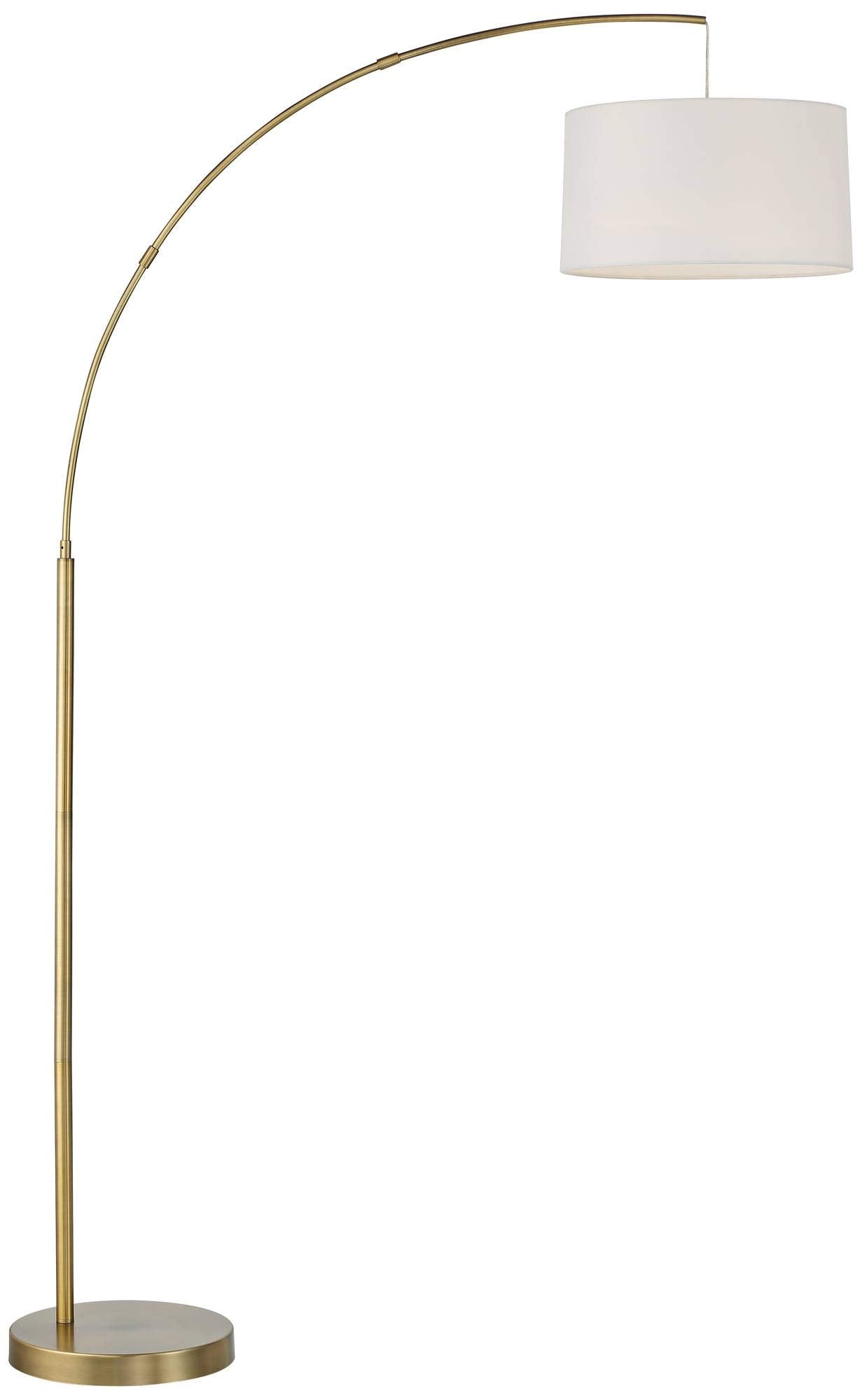 360 Lighting Mid Century Arc Floor Lamp 72in Tall Brass Gold White Linen Shade Model 88P41