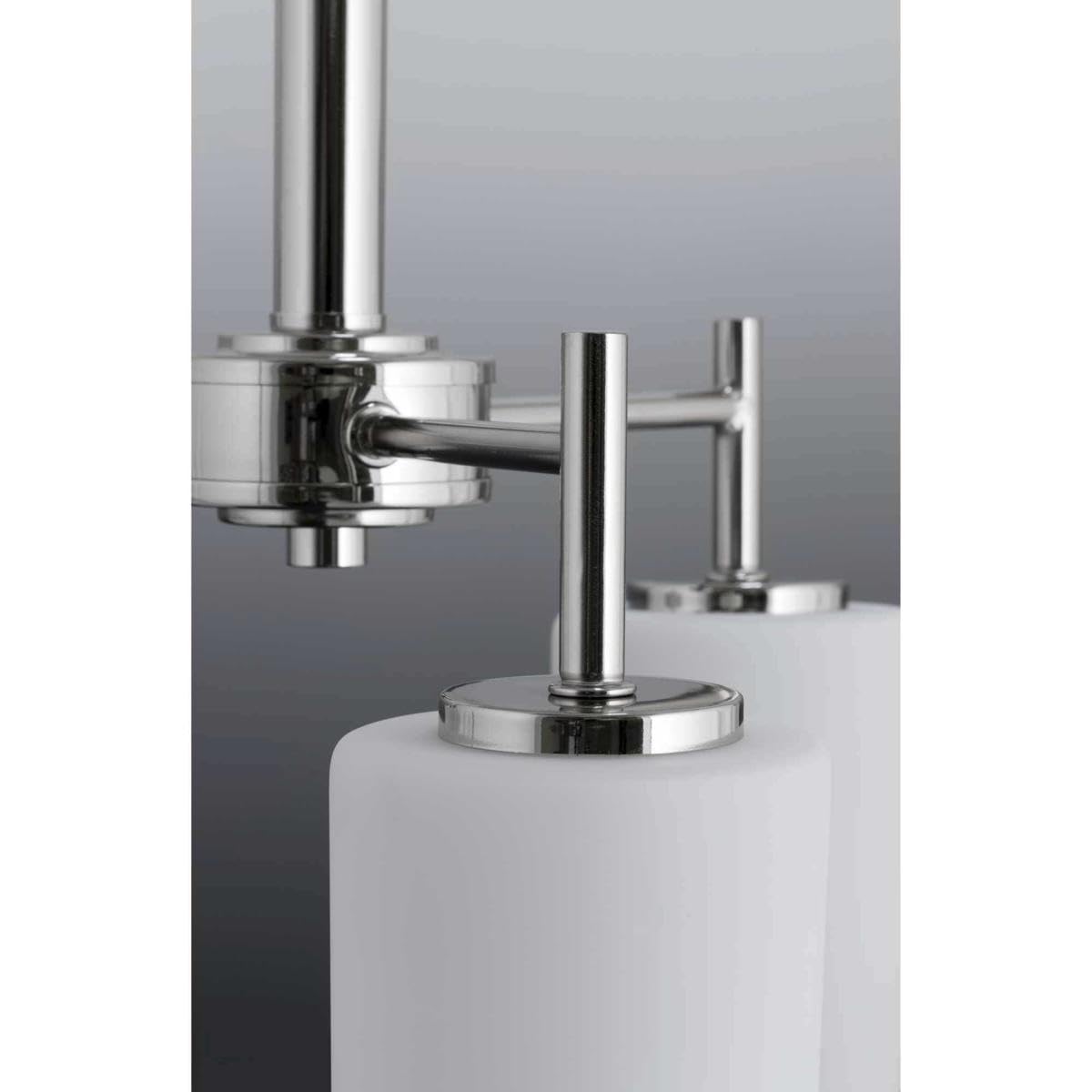 Progress Lighting P4318-104 Replay Collection Etched White Glass Modern Chandelier Light, 3-Light, Polished Nickel
