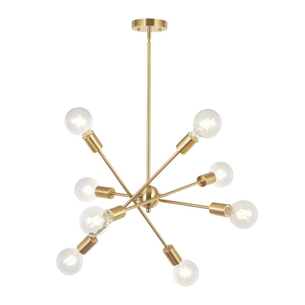 8 Lights Modern Sputnik Chandelier Lighting with Adjustable Arms Mid Century Pendant Light Vintage Industrial Farmhouse Ceiling