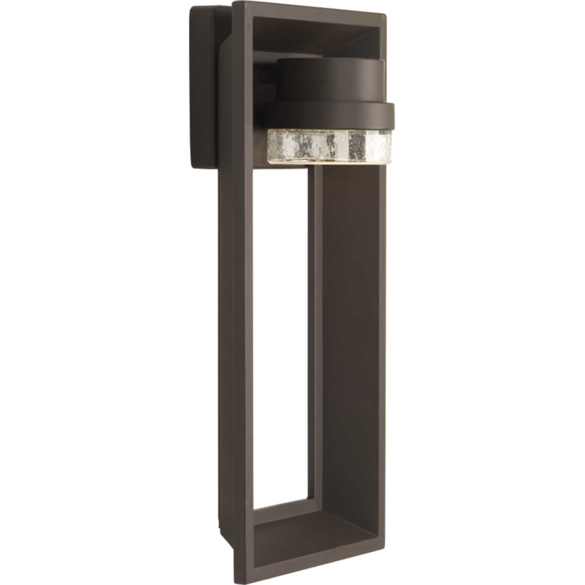 Progress Lighting 1-Light Outdoor Wall Lantern, Architectural Bronze, Clear Seeded Glass, Aluminum, Model P560029-129-30, Size 16x7.5x7.5