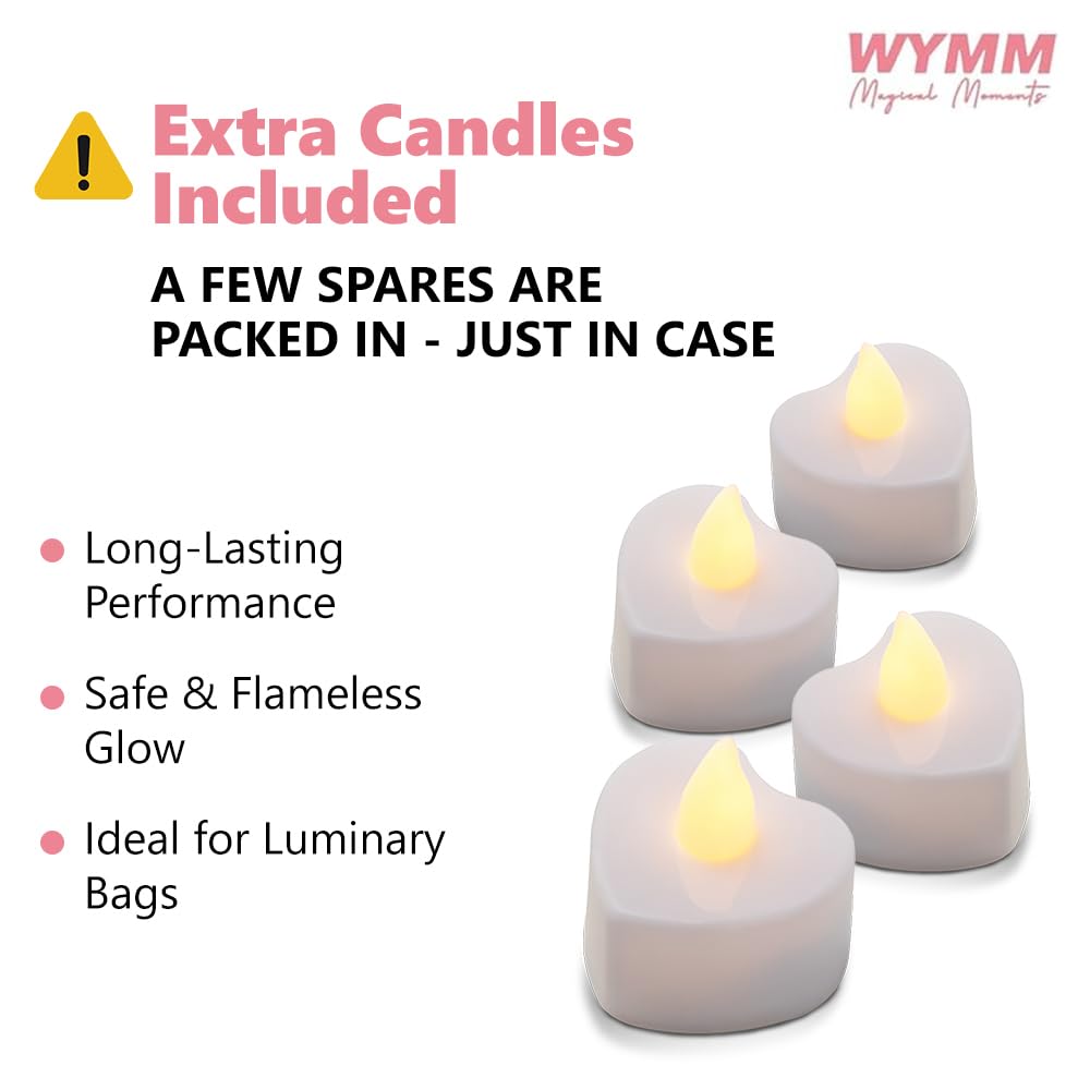 WYMM Just Married Light Up Letters - Paper Luminary Bags with Tea Lights, White, Perfect for Wedding Decorations