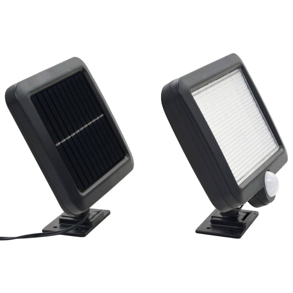 vidaXL Solar Powered Outdoor Lamp with Motion Sensor, 56 LED Lights, Weather-Resistant, Medium, Black, Model 44410