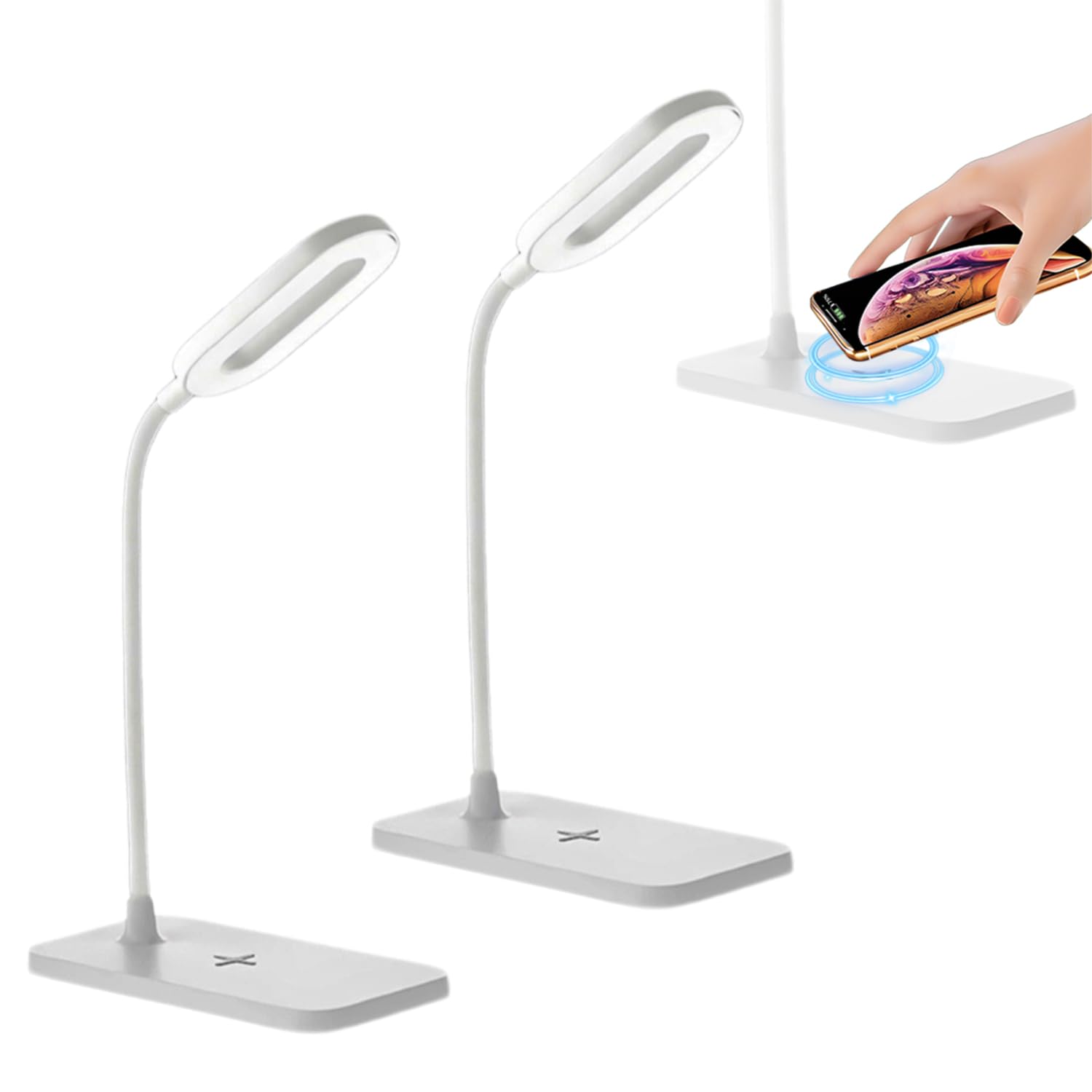 Buerallan 2Pcs Led Desk Lamps, Table Lamp, Night Stand Light For Home, 3 Lighting Modes, Wireless Fast Charging, Desk Light Touc