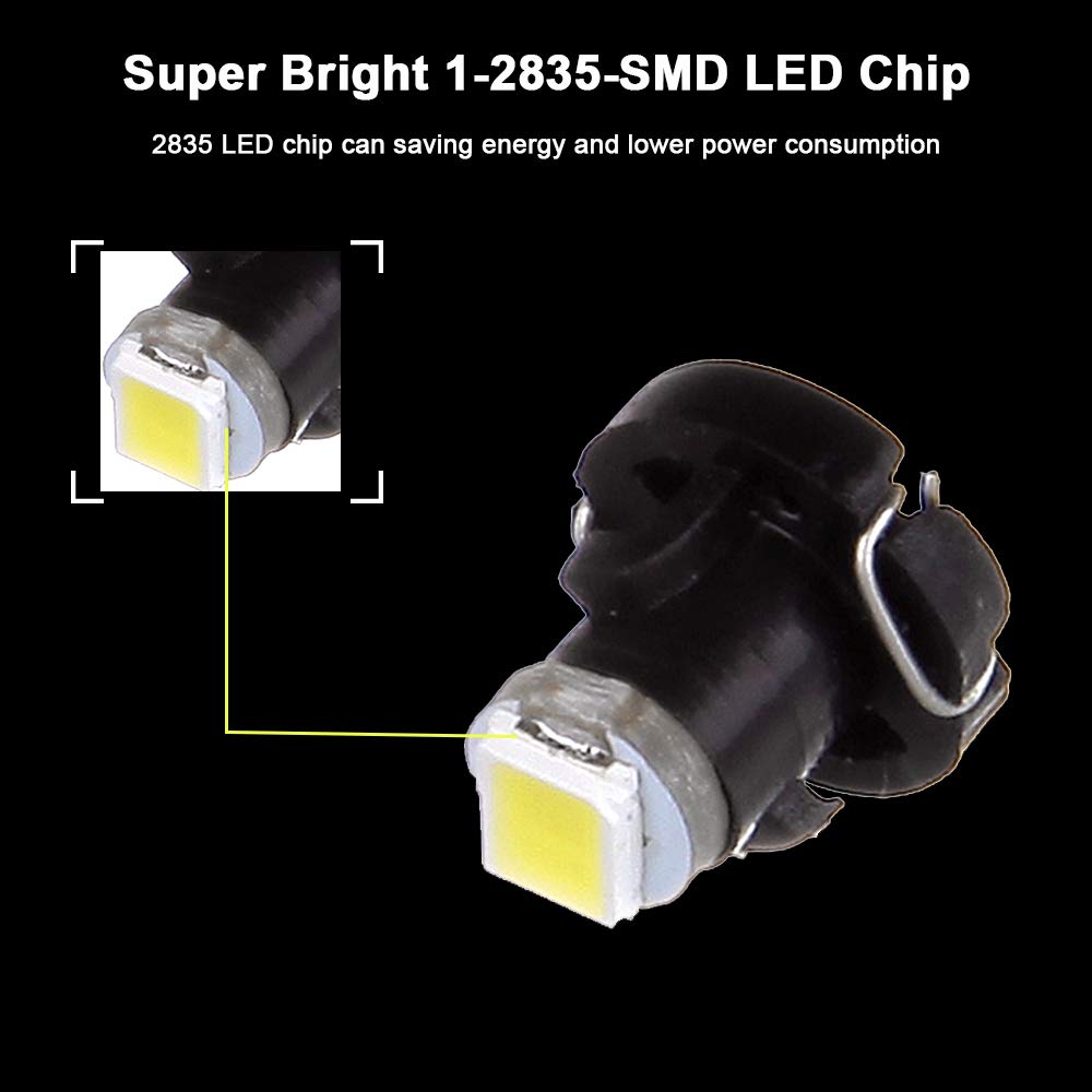 Cciyu 20 Pack White 2835 Smd T3 Neo Wedge 1 Leda/C Lights New 8Mm Us Replacement Fit For 1999-2010 For Honda Accord/Odyssey (White)