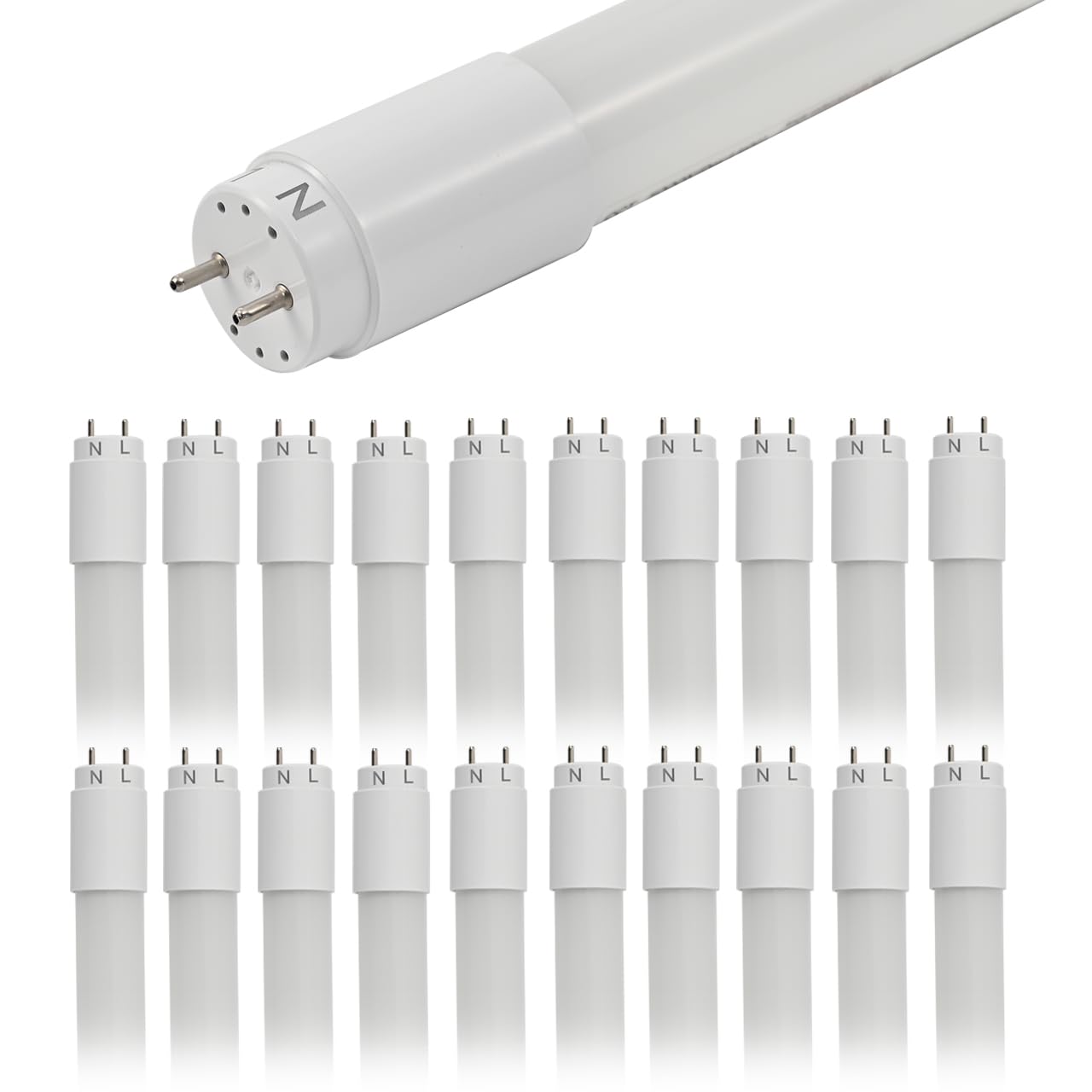 MKUJOO 20 Pack 4FT LED T8 Type A+B Tube Lights  24W  5000K  Single or Double End Powered  Plug and Play or Ballast Bypass  4 Foot T10 T12 Fluorescent Bulbs Replacement  Milky Cover