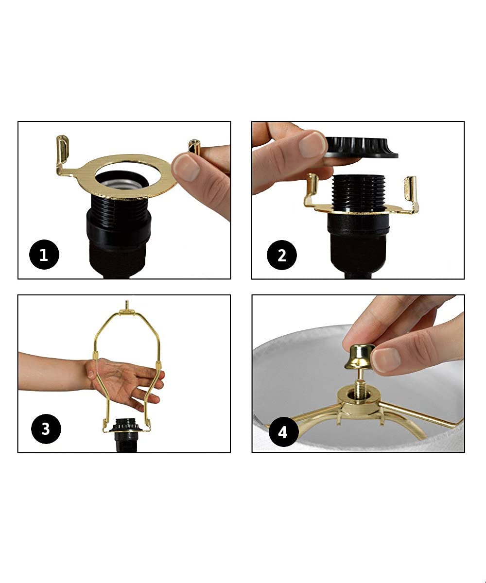 HomeConcept Slip UNO Adapter for 12in Lampshade, 9in Harp, Brass, Steel, Fits 1 7/16in Opening