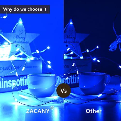 ZAECANY LED String Lights 99ft 300 LEDs Copper Fairy Lights for Indoor/Outdoor Use, Blue, Model ZAE-DC-300L