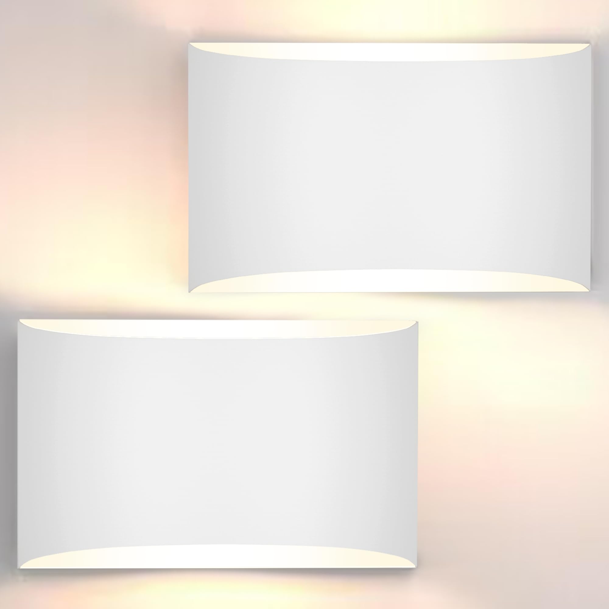 FOLKSMATE Modern LED Wall Sconces Set of 2, 3000K Warm White, 9.06inch Metal, White, Model XYBY-LED for Indoor Use