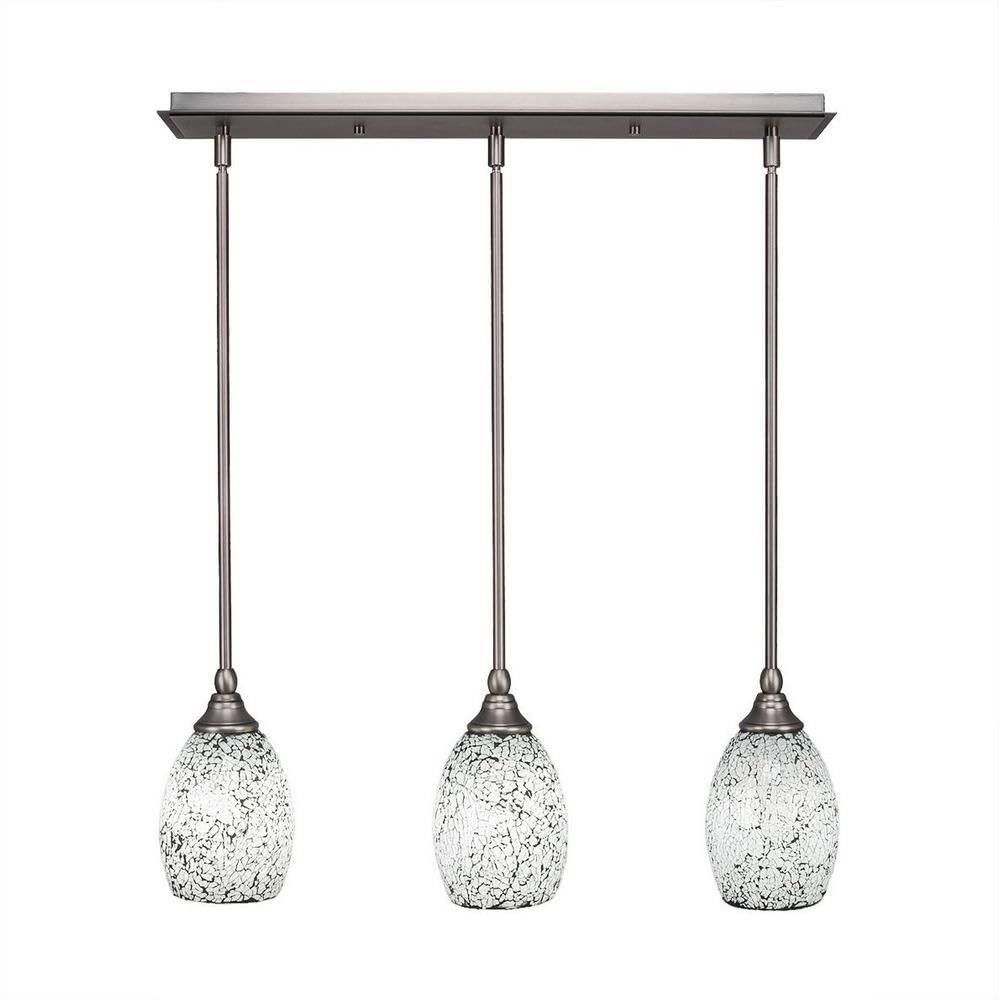 Toltec Lighting 25-Bn-4165 3 Light Multi-Light Mini Hang Straight Swivel Pendant With Gold Fusion Glass, 5&quot;, Brushed Nickel