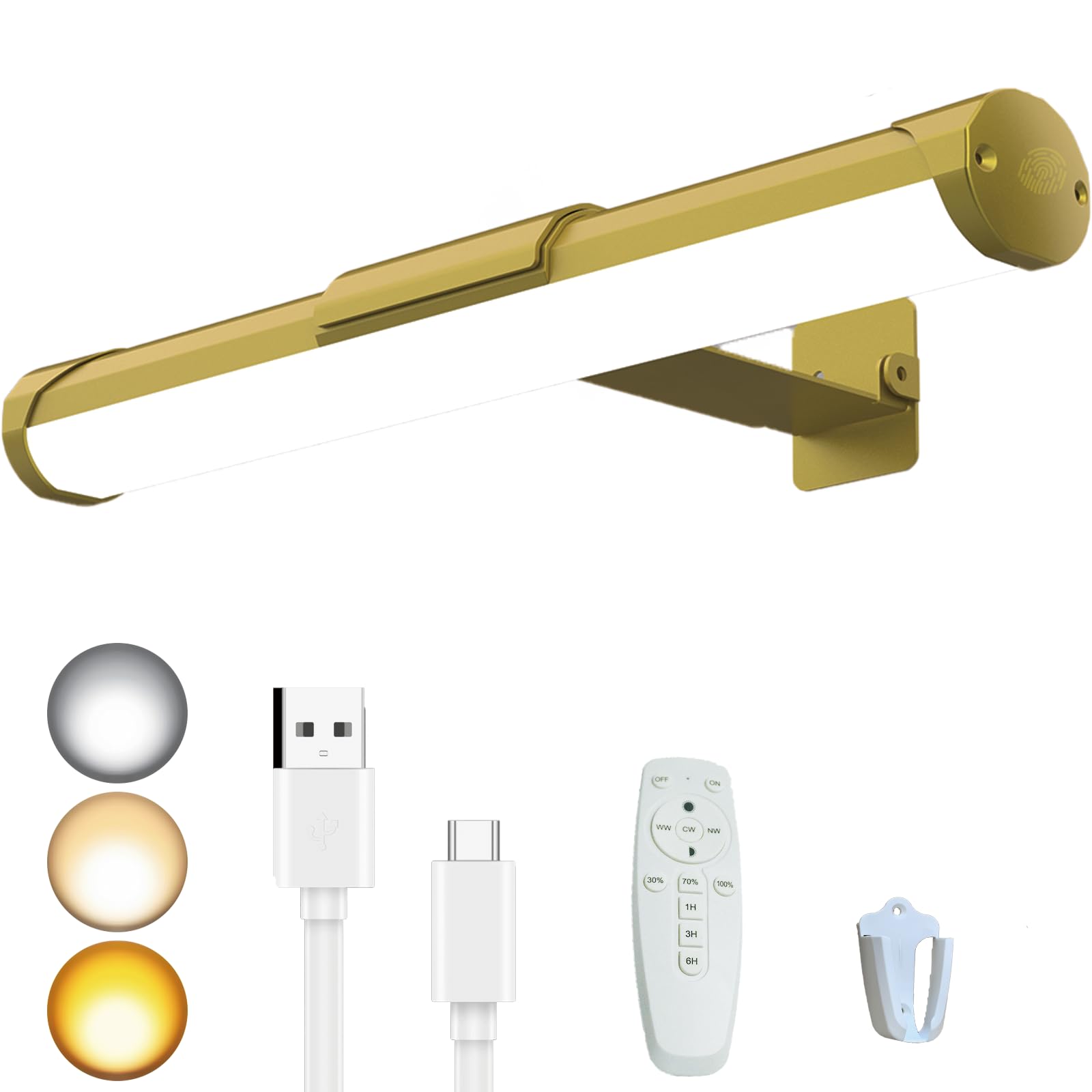 MIOBLUE Picture Light with Remote and Timer, 13.8in Rechargeable Picture Light with 3 Color Modes, Dimmable Cordless Painting Li