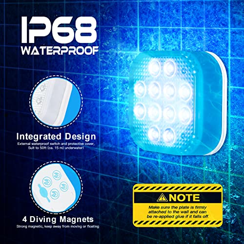 VIDOME Rechargeable Pool Lights - IP68 Waterproof LED Lights with Remote, 16 Color Changing, 4 Set for Bathtubs, Ponds, Party Decor
