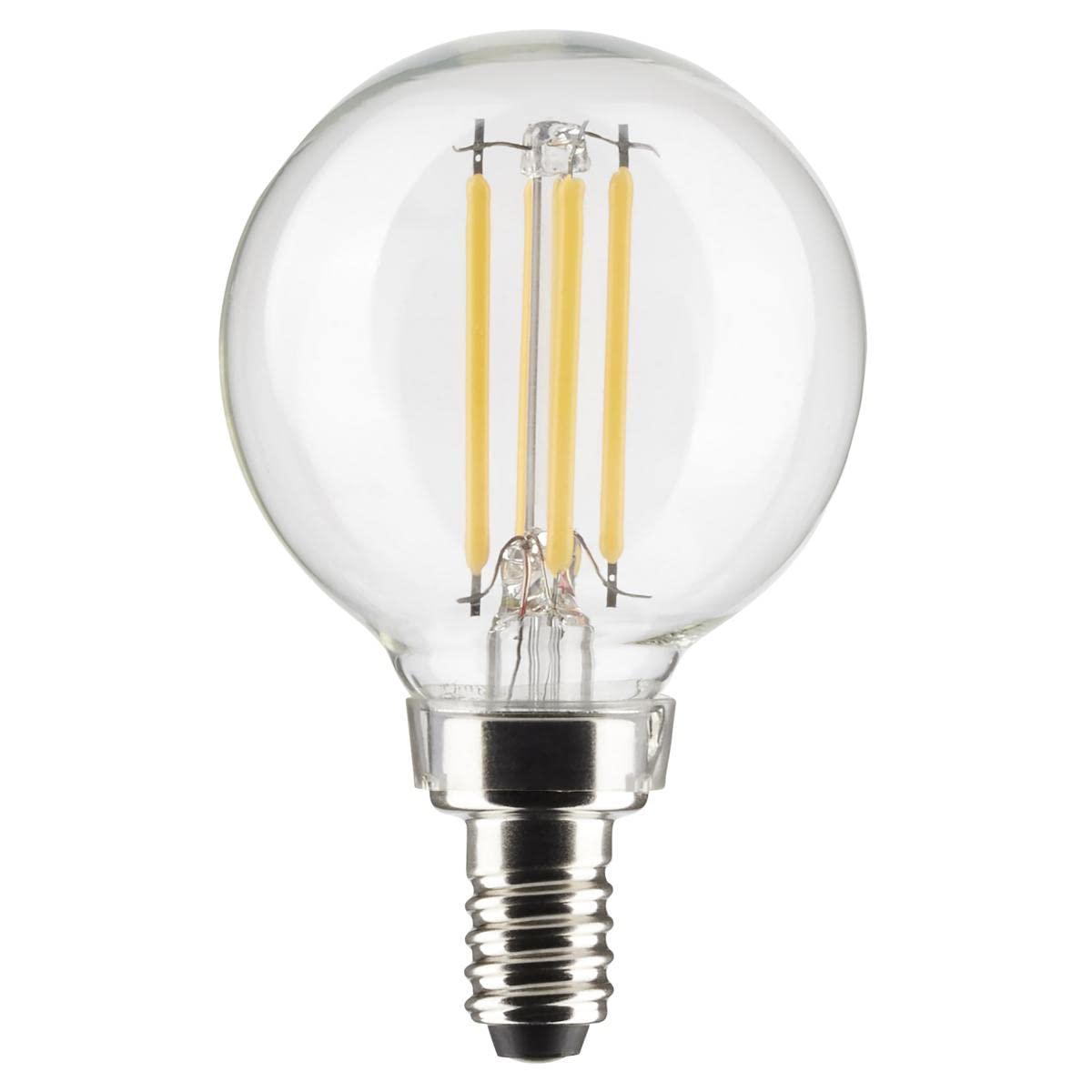 Satco LED E12 Light Bulbs, 5.5W, Dimmable, 3000K, Clear Glass, 24 Count, Model S21210/06