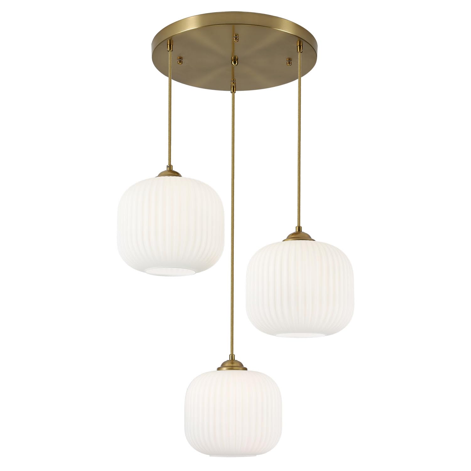 Bokt White Pendant Lights Kitchen Island 3 Light Globe Cluster Pendant Light Large Ribbed Glass Cluster Chandelier Gold Vintage 