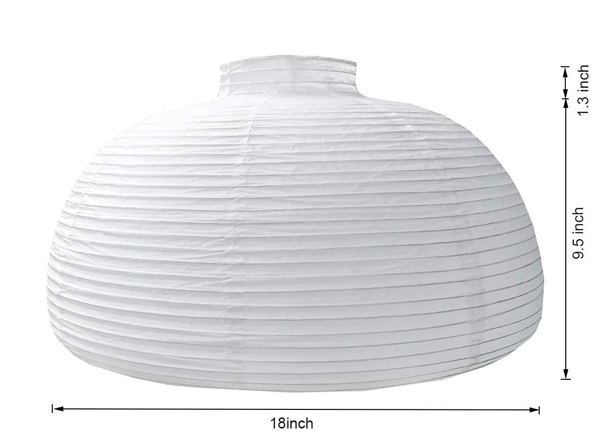 TopAAA 18” White Round Paper Lantern, Rice Paper Lamp Shade, Hanging Paper Lamp, Model 43397-34630